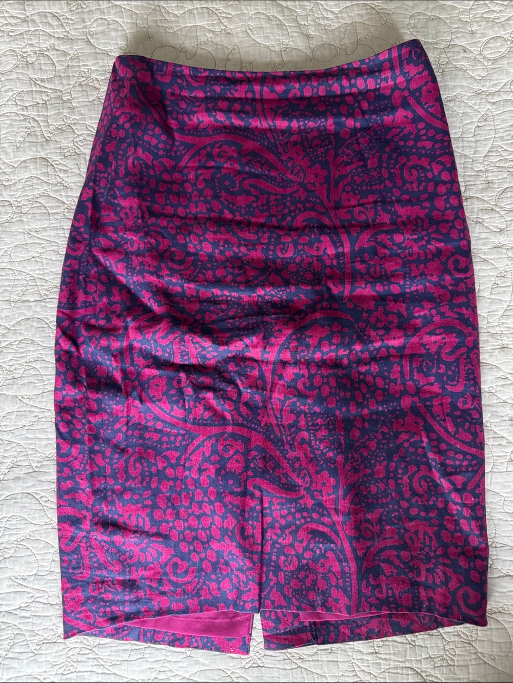 Ann Taylor Fuchsia and Deep Purple Paisley Pencil Skirt - Picture 1 of 3